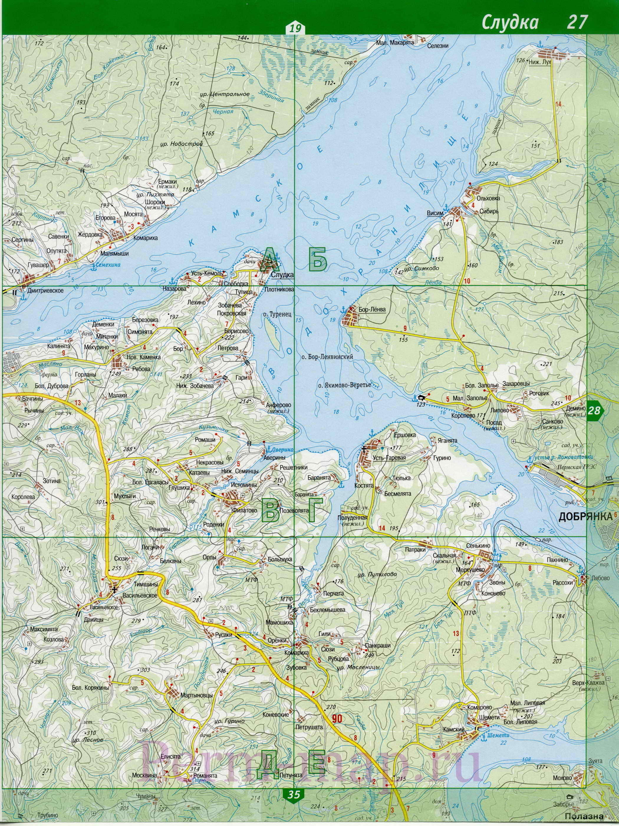 Добрянский район - подробная карта. Крупномасштабная карта Добрянского района, Пермский край, A1 - 